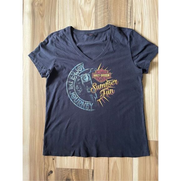 Harley-Davidson® Women's Summer Journey V-Neck Short Sleeve T-Shirt, Black - Picture 3 of 6